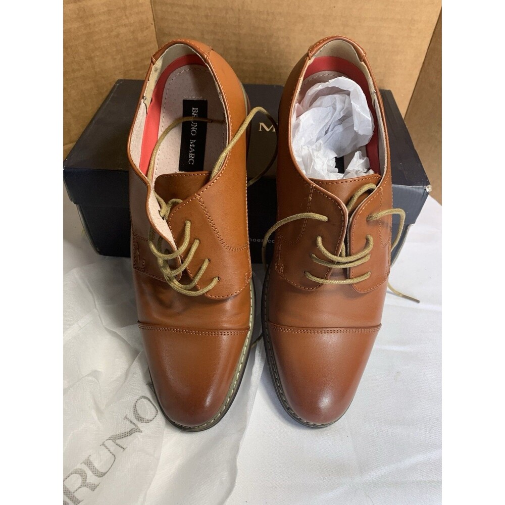 Bruno HOMME MODA ITALY PRINCE - Men's Classic Cap Toe Dress Shoes Tan Size 9.5